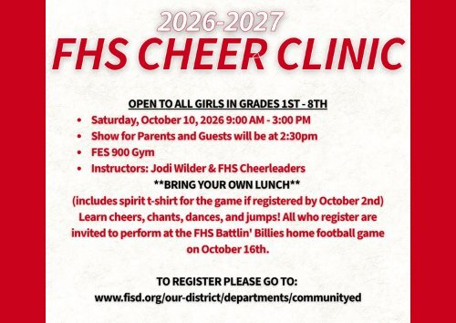 2026 Battlin' Billies Cheer Clinic image