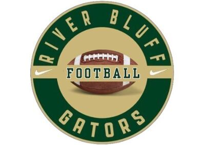 Green and gold circle with football in the middle