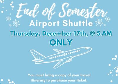 Airport Shuttle, Thursday December 11th ONLY