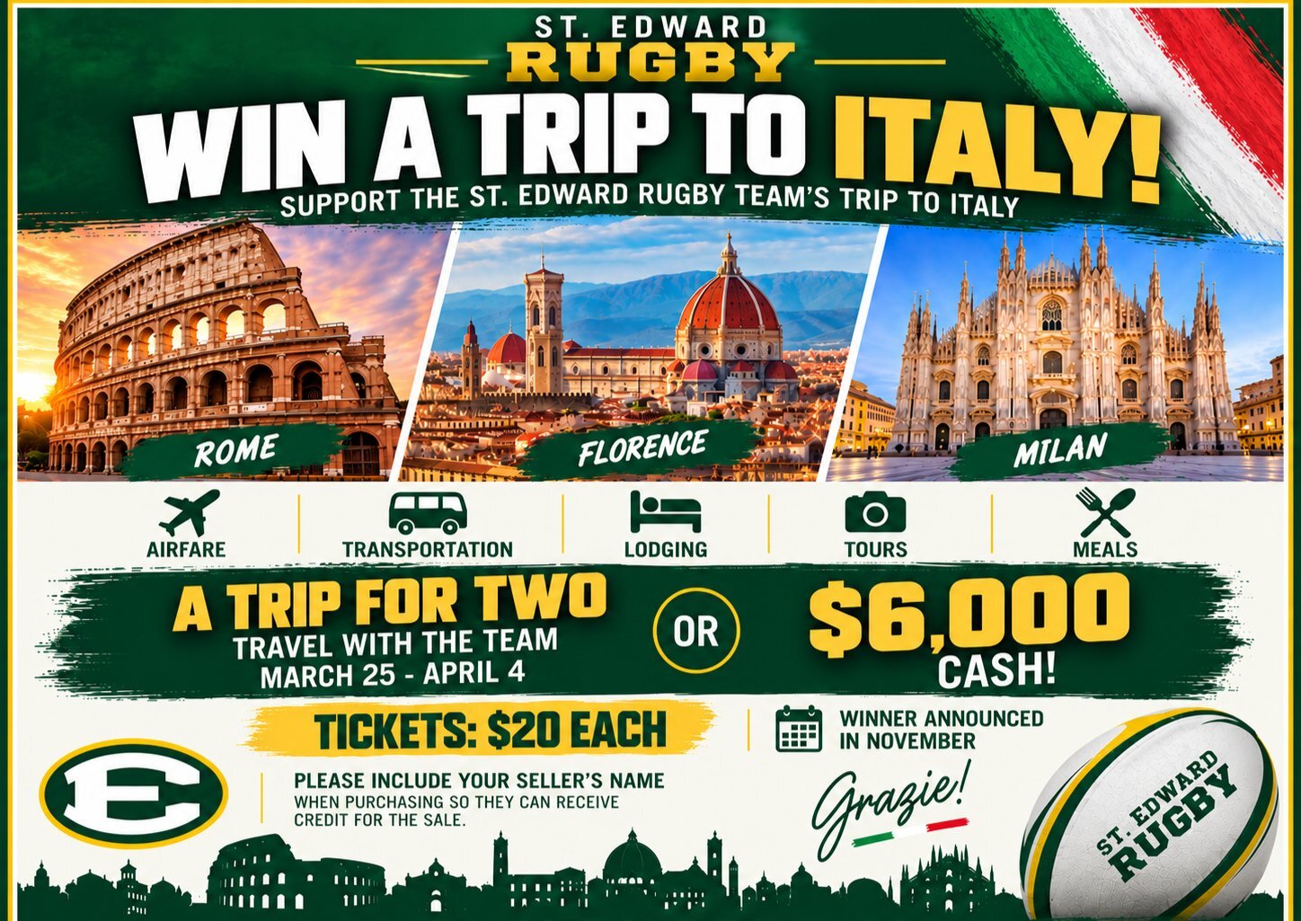 St. Edward Rugby Italy Tour Raffle image